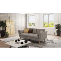 S-style möbel - Sofa 3-Sitzer mit Holzfüßen Hannah, Dunkelbeige