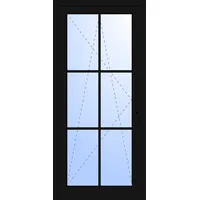 Balkontür "GEORG" 74 mm 3-fach Verglasung Kunststoff 6 Sprossenfelder (abschließbar) Tiefschwarz RAL 9005 innen öffnend DIN rechts