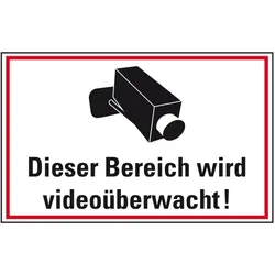 Schild I Hinweis-Kombischild Bereich wird videoüberwacht, Kunststoff, 300x200mm