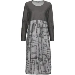 Baumwoll-Mix-Kleid, Druck grau, 38