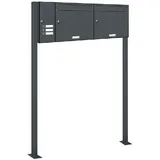 AL Briefkastensysteme Standbriefkasten 2 Fach RAL 7016 Anthrazitgrau inkl. Zeitungsfach