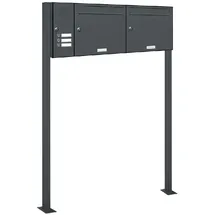 AL Briefkastensysteme Standbriefkasten 2 Fach RAL 7016 Anthrazitgrau inkl. Zeitungsfach