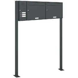 AL Briefkastensysteme Standbriefkasten 2 Fach RAL 7016 Anthrazitgrau inkl. Zeitungsfach