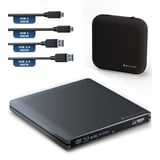 techPulse120 Externes USB 3.1 Blu-ray DVD CD USB-C UHD 4k 3D M-DISC BDXL HDR10 128GB Laufwerk Brenner Burner Superdrive BD Imperator Paket Tasche 90cm Anschlusskabel Aluminium Grau