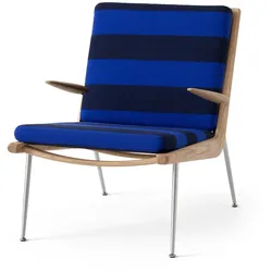&Tradition - Boomerang HM2 Loungechair, Gestell Eiche geölt / Beine Edelstahl, blau (Reflex 0779)