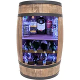 weeco Wein Fass Bar mit Beleuchtung LED RGB - Holzfass 80x50cm und Weinregal Holz -Weinschrank - Stilvolles Hausbar - Alkohol Schrank Whiskyfass - Weinbehälter Schnapsfass. Mini Bar Fassmöbel