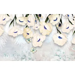 Fototapete PAPERMOON "Muster mit Blumen", bunt, B:3,50m L:2,60m, Vlies, Tapeten