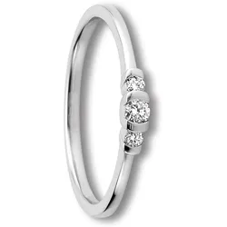 Diamantring ONE ELEMENT "0.11 ct Diamant Brillant Ring aus 585 Weißgold" Gr. 53, silber, Fingerringe, Damen, 53,mit Diamant, Weißgold 585-Diamanten, Weißgold 585, Diamanten, Damen Gold Schmuck