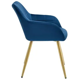 Woltu Esszimmerstuhl Samt Blau/Gold 4er Set