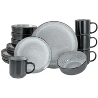 CreaTable Kombiservice 16-teilig NORDIC FJORD, Grau Schwarz - für