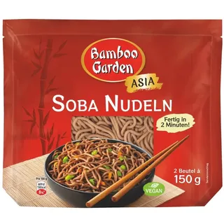 Bamboo Garden - Soba Nudeln vorgekocht | Zubereitet in 2 Minuten | Vegan | 300 g im Beutel