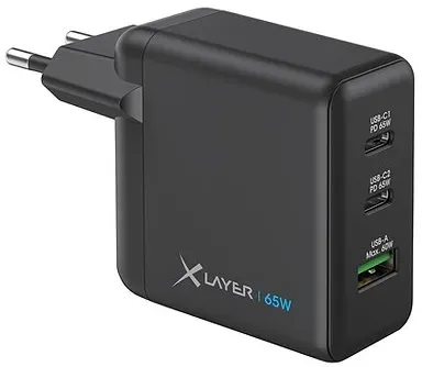 XLayer 219588 Ladegerät für Mobilgeräte Notebook, Smartphone Schwarz AC Schnellladung Indoor