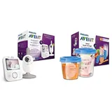 Philips Avent Digitales Video-Babyphone (Modell SCD843/26) + 20 Nahrungs-Mehrwegbecher (Modell SCF721/20), 480p