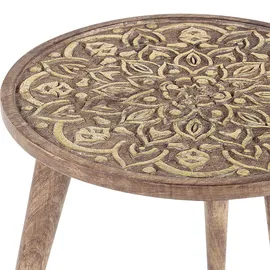 Beliani Beistelltisch 2er Set Mango Holz Dunkelbraun