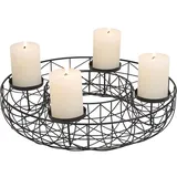 G. Wurm Kerzenhalter "Adventskranz" in Schwarz - (B)40 x (H)8 x (T)40 cm