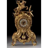 Casa Padrino Luxus Barock Tischuhr Gold 27 x H. 47 cm - Handgefertigte Bronze Uhr im Barockstil - Barock Schreibtischuhr - Barock Schreibtisch Deko... - Gold