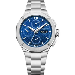 Baume & Mercier Riviera Chronograph 41mm M0A10826 - blaues  Zifferblatt mit Wellendekor,silber - 41mm