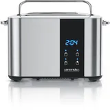 Arendo - Edelstahl Toaster Langschlitz 2 Scheiben- Touchscreen – Doppelwandgehäuse – Integrierter Brötchenaufsatz – 7 Bräunungsgrade – Brotzentrierung – Restzeitanzeige – Memoryfunktion - Silber