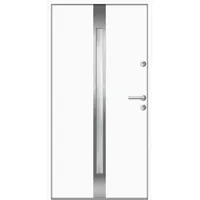 Aluminium-Stahl Nebeneingangstür "PALITA" Weiß RAL 9016 beidseitig innen öffnend DIN rechts