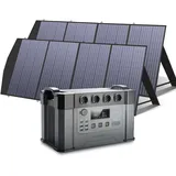 ALLPOWERS S2000 1500Wh Tragbares Powerstation 2000W (Spitze 4000W) AKKU Solargenerator Mobiler Stromspeicher Power Station 2x 200W Faltbares Solarpanel Home Notfall Camping RV Reise,Schwarz,grau