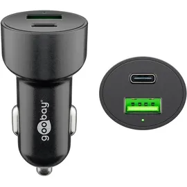 goobay Dual-USB Auto-Schnellladegerät USB-C PD Power Delivery, QuickCharge, 12 - 24V