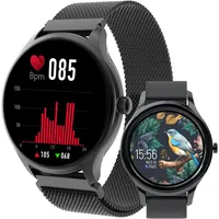 FOREVER Smartwatch Forevive SB 340 1.32 Inch AMOLED Touchscreen Fitness Uhr Damen Herren Schlafmonitor Herzfrequenz Sportuhr wasserdicht - Schwarz