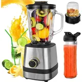 MSOVAEU Standmixer Standmixer Mixer Smoothie Maker mit 1,5 L Mixbehälter, 600,00 W, Standmixer Hochleistungsmixer mit 6 Klingen silberfarben