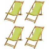 4x Bambus Relax Liegestuhl Grün Strandstuhl Terrassenliege Gartenstuhl 60x135cm