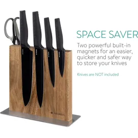 Navaris Messerhalter doppelseitig magnetisch aus Akazie - Magnet Messerblock Messerbrett Magnethalter beidseitig - Messer Halterung Holz unbestückt