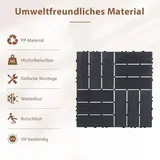 33 Stück Terrassenfliesen 3 qm, 30x30cm Kunststoff Fliesen Klickfliesen Balkonfliesen Holzoptik Gestreift, Wetterfest, Anti-Rutsch, Anthrazit