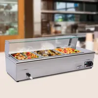 3 X 6l Elektrischer Speisenwärmer,Edelstahl Buffetwärmer Speisewärmer Mit 2 Schöpfkellen,Lid,Einstellbare Temperatur für Buffet, Restaurant oder Snackbar