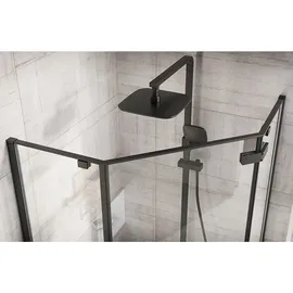 REA Duschkabine Diamond 80 x 80 cm rechts 195 cm schwarz transparent