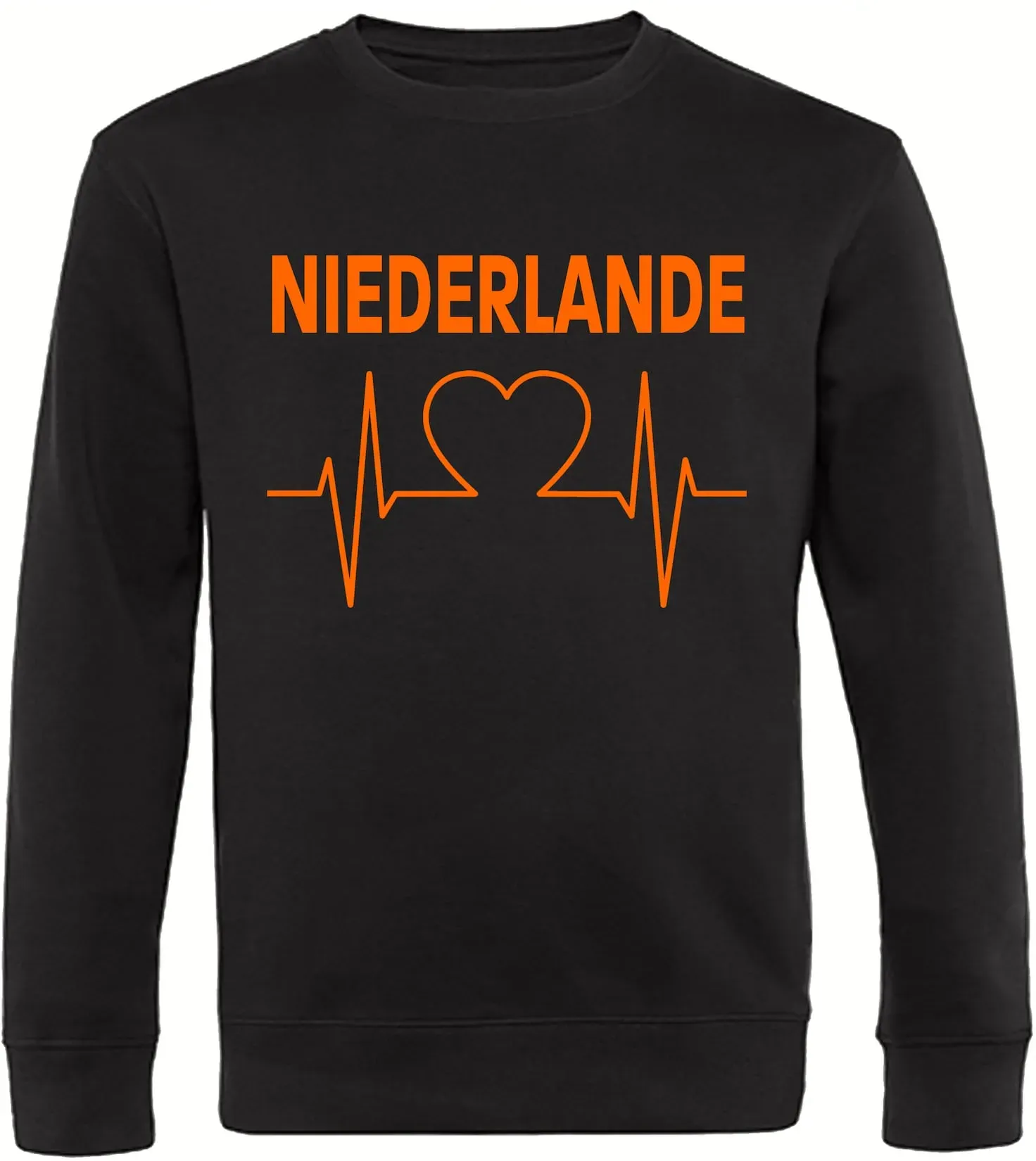 multifanshop® Sweatshirt  - Niederlande - Herzschlag - Druck orange