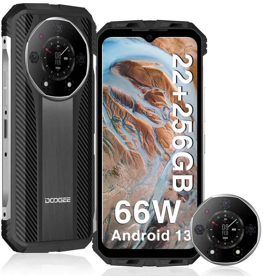 DOOGEE S110 Smartphone (6,58 cm/6.9 Zoll, 12 GB Speicherplatz, 50 MP Kamera, 22GB+256GB Helio G99 6.58” FHD+ 120Hz IPS, 10800mAh 66W Schnellladung)