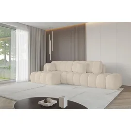 altdecor Ecksofa Cord mit Schlaffunktion 2-Sitzer Beige