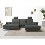 PLACES OF STYLE Ecksofa Costello, mit Sitztiefenverstellung, und", Armlehnfunktion, incl. 3 Nierenkissen, grau