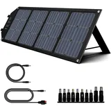 powkey Faltbare Solarpanel 100W 18V Monokristalline Solarmodul Mit Typ-C, USB C, 2*QC3.0,DC Ausgang,Tragbare Solartasche für Powerstation, Camping, Mobiltelefone und Laptops