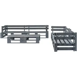vidaXL 6-tlg. Garten-Sofagarnitur aus Paletten Holz Grau