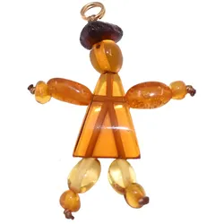 Ketten-Anhänger FIRETTI "Schmuck Geschenk Halsschmuck Anhänger für Halskette Bernstein Puppe", orange (gelbgoldfarben, gelb, braun, gelb, braun), Schmuckanhänger, Damen, Messing, 15 g, Made in Germany - mit Bernstein