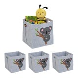 4 x Aufbewahrungskorb Koala-Motiv Spielzeugkorb Filz Kinderzimmer Korb Kinder