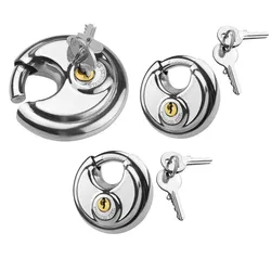 3er Set Rundschloss 70mm | Sicherheitsschloss mit 2 Schlüssel | Vorhängeschloss wetterfest - Edelstahl rostfrei Auto Anhänger Kastenschloss | gleichsc