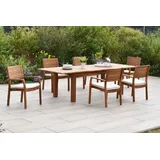 merxxhandels Batavia Set 13tlg., 6 Stapelsessel, 6 Aufl. 1 Tisch