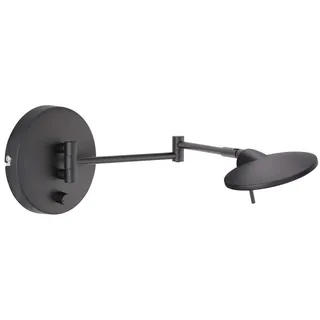TRIO Leuchten LED Wandleuchte, Dimmfunktion, LED fest integriert, Warmweiß, Schwenkbare Leselampe für Wand mit Schalter und Gelenkarm, Tiefe: 55cm schwarz