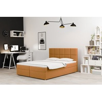 Boxspringbett Schlafzimmerbett FRASCO 160x200cm in Stoff Soro Safran