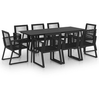 DOTMALL Balkonset Loungeset, (9-tlg), PVC Rattan, 8 Sessel &1 Tisch mit Glasplatte schwarz