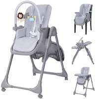 Ezebaby Hochstuhl Baby mit Liegefunktion, 4 in1 Kinderhochstuhl inkl. Spielbügel, 7 höhenverstellbar Kinderstuhl, mit Sitzerhöhung/Booster