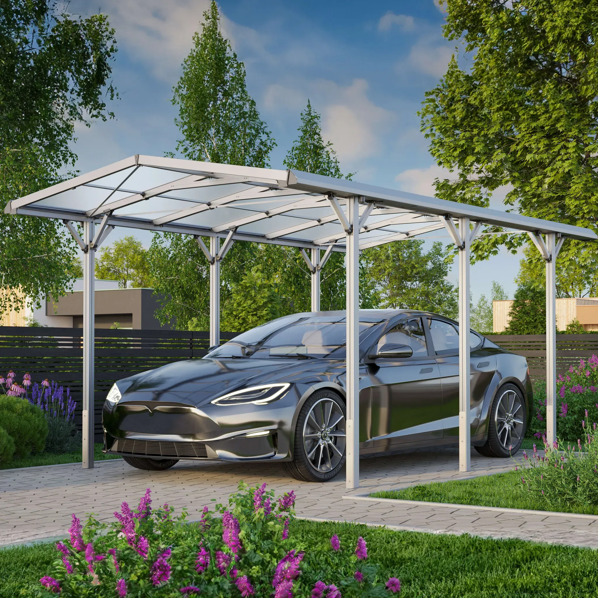 GFP  2,85x5,05m Carport, aluminium eloxé, gouttière inclus - (GFPV00804)
