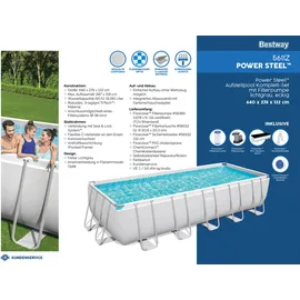 BESTWAY Power Steel Frame Pool Set 640 x 274 x 132 cm inkl. Filterpumpe
