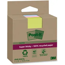 Post-it Super Sticky 100 % Recycling Notes, 3 Blöcke, 70 Blätter pro Block, 76 x 76 mm
