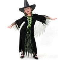KarnevalsTeufel Kinderkostüm Hexe Kleid in schwarz-grün Hexenkostüm für Kinder (164)